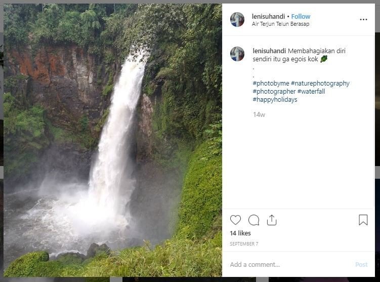 Air Terjun Telun Berasap (instagram.com/lenisuhandi)