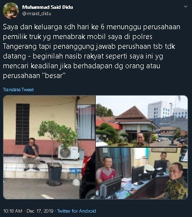 Said Didu kunjungi Polres Tangerang. (Twitter/@msaid_didu)