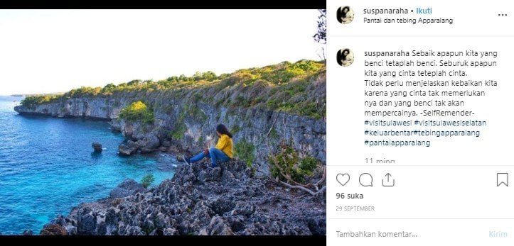 Pantai Apparalang di Bulukumba, Sulawesi Selatan. (Instagram/@suspanaraha)