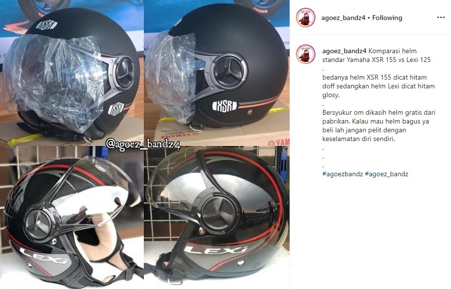 Helm Yamaha XSR jadi sorotan. (Instagram/@agoez_bandz4)