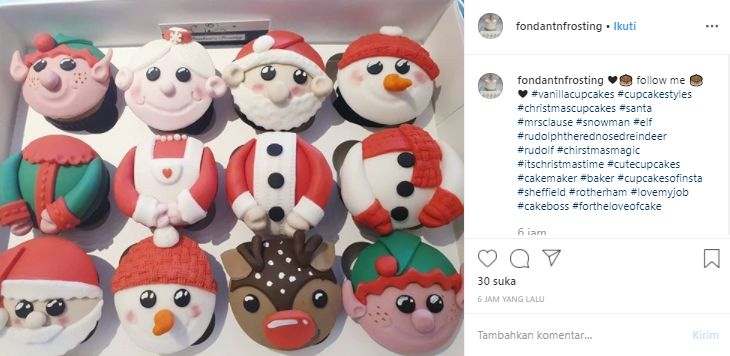 Kreasi kue untuk hari Natal. (Instagram/@fondantfrosting)