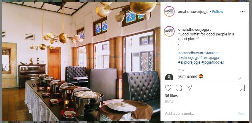 Rekomendasi Restoran Malam Natal (instagram.com/omahdhuwurjogja)