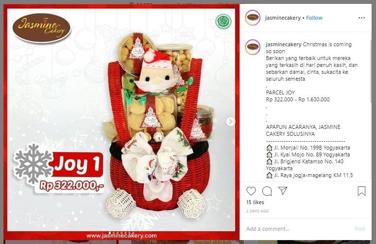 Toko Kue Untuk Beli Bingkisan Natal (instagram.com/jasminecakery)