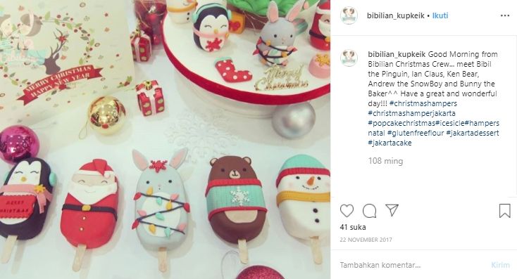 Kreasi kue untuk hari Natal. (Instagram/@bibilian_cupcake)