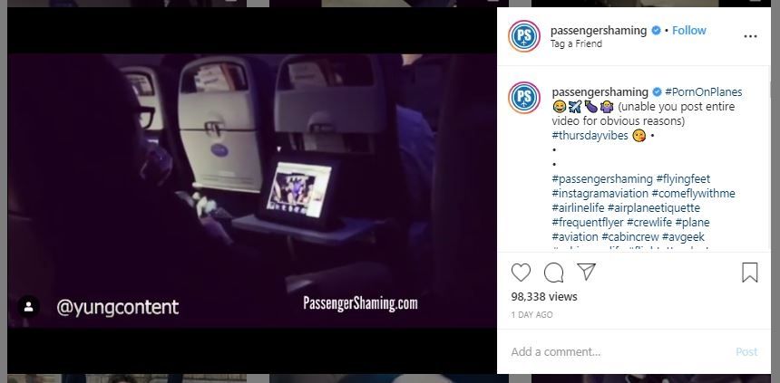 Penumpang Nonton Film Porno di Pesawat (instagram.com/passengershaming)