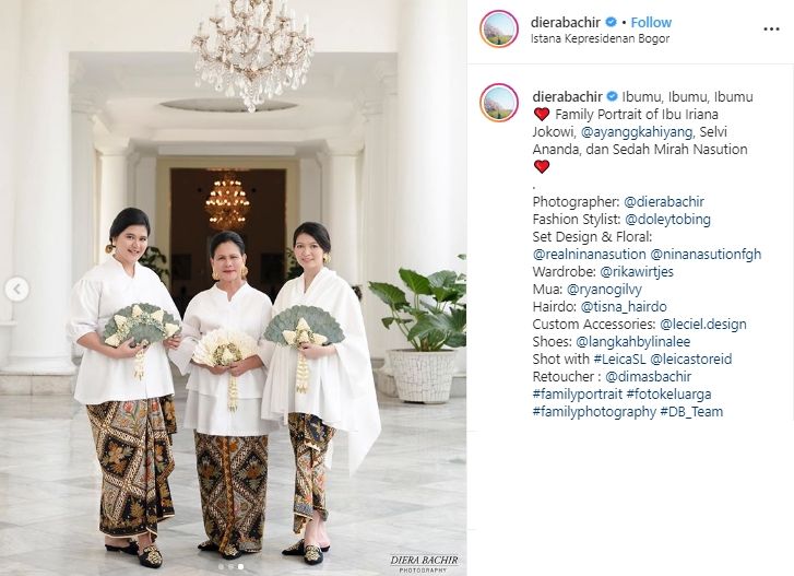 Potret Iriana Jokowi, Kahiyang Ayu, Selvi Ananda, dan Sedah Mirah. (Instagram/@dierabachir)