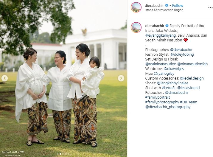 Potret Iriana Jokowi, Kahiyang Ayu, Selvi Ananda, dan Sedah Mirah. (Instagram/@dierabachir)