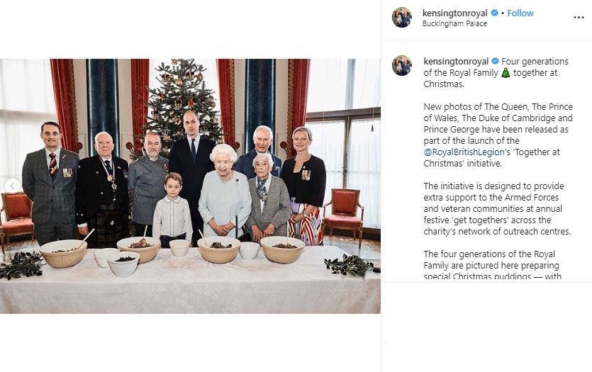 Pangeran George dan Ratu Elizabeth II bikin puding Natal. (Instagram/@kensingtonroyal)