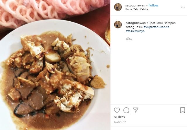 Kupat Tahu Kabita, kuliner khas Tasikmalaya. (Instagram/@satogunawan)