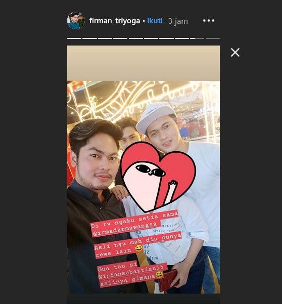 Irfan Sbaztian mesra dengan cewek bukan Irma Darmawangsa. [Instagram]