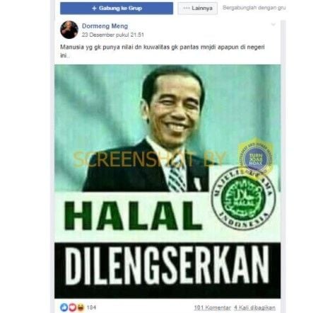 Unggahan Presiden Jokowi halal dilengserkan. (turnbackhoax.co.id)