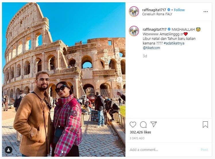 Destinasi yang Dikunjungi Raffi Ahmad di Italia (instagram.com/raffinagita1717)