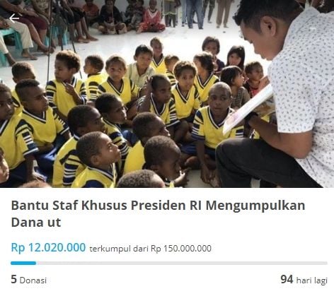 Stafsus milenial Jokowi, Billy Mambrasar menggalang dana untuk suku di Papua (Twitter/kitongbisa)