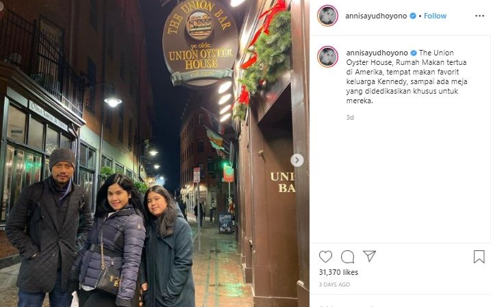 Agus Yudhoyono dan keluarga liburan akhir tahun ke Amerika. (Instagram/@annisayudhoyono)