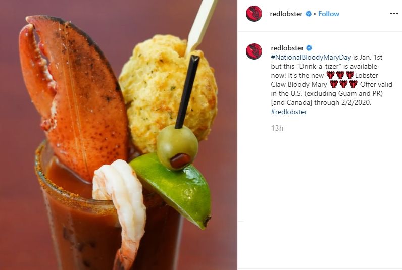 Boody Mary lobster. (Instagram/@redlobster)