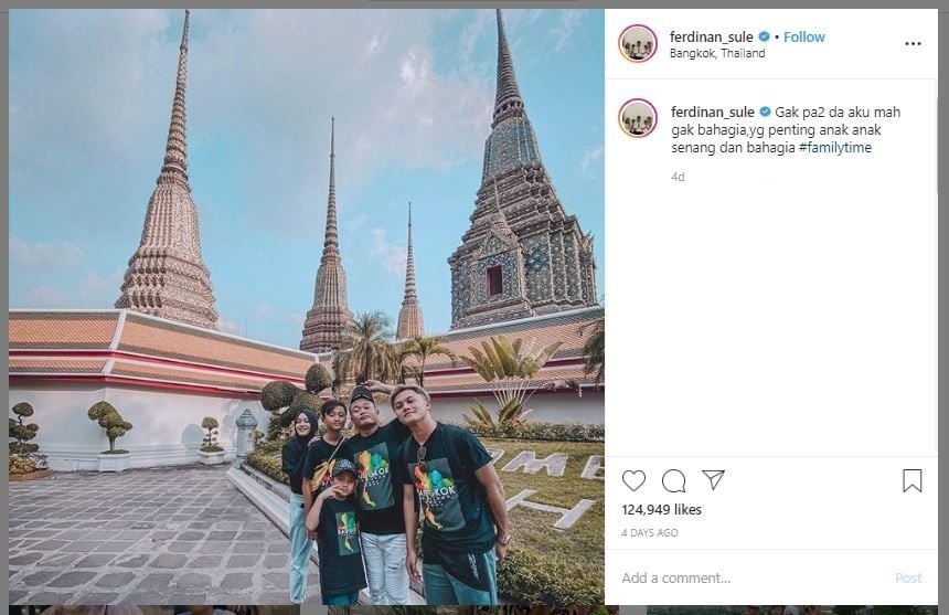 Gaya Liburan Sule dan Anak-anak (instagram.com/ferdinan_sule)