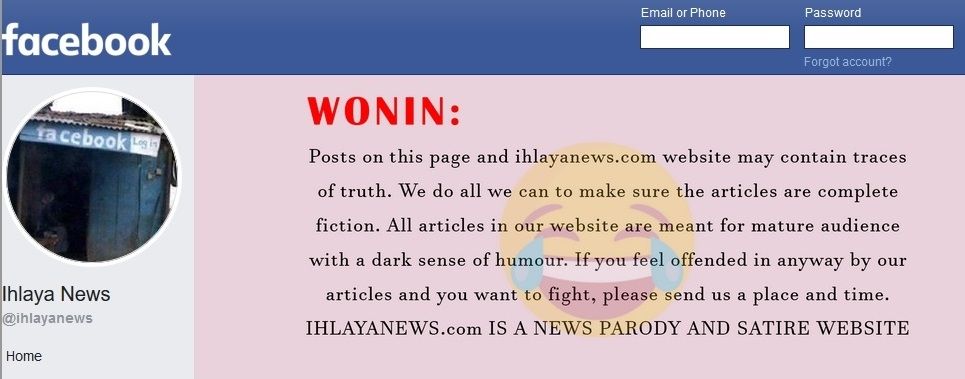 Kalimat disclaimer di laman Facebook Ihlaya News. [Facebook/captured]