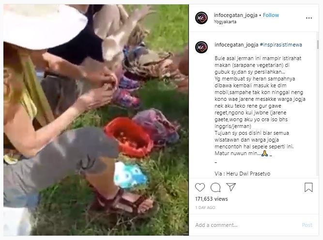 Sikap Turis Asal Jerman yang Banjir Pujian (instagram.com/infocegatan_jogja)