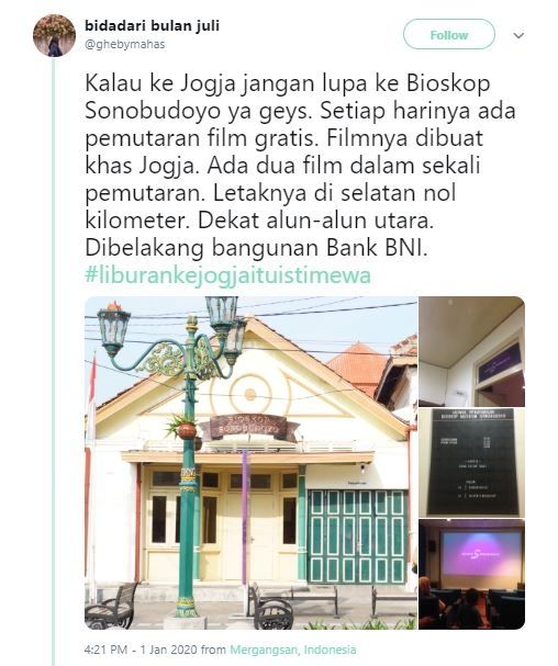 Bioskop Sonobudoyo, Yogyakarta (instagram.com/ghebymahas)