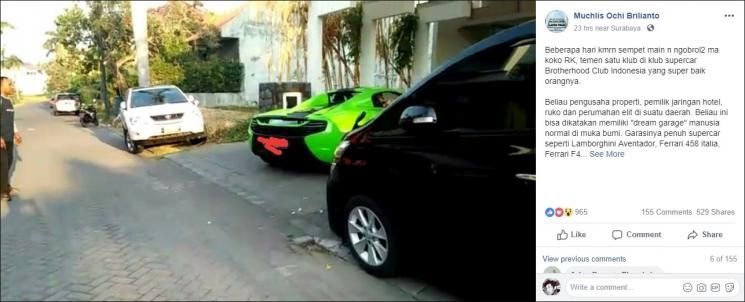 Lamborghini Aventador, Salah Satu Supercar Koleksi Koko RK. (Facebook/Muchlis Ochi Brilianto)