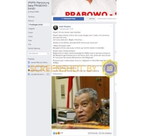 Said Aqil Siradj disebut memiliki nama asli I Made Wiryawan Saidi dan beragama Hindu. (turnbackhoax.id)