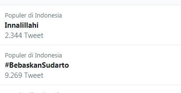 Tagar #BebaskanSudarto menggema di Twitter (Twitter)