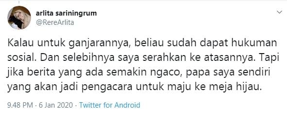 istri relawan yang dimarahi Camat Ciledug ancam polisikan (Twitter/rerearlita)