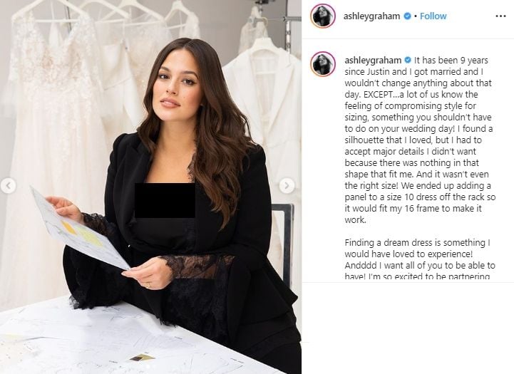 Ashley Graham bikin koleksi gaun pengantin. (Instagram/@ashleygraham)