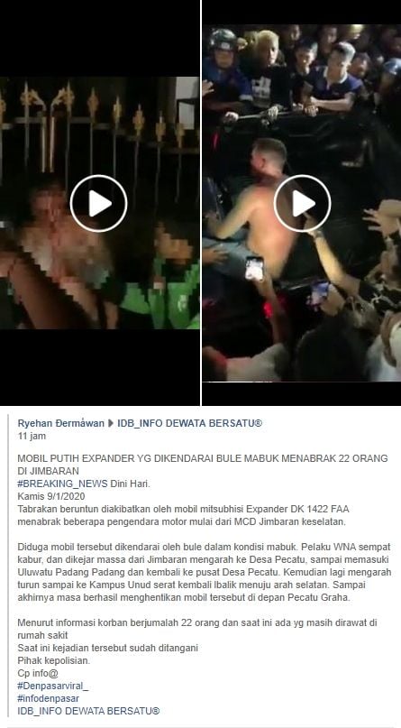 WNA pengendara Xpander yang viral di Bali. (Facebook)