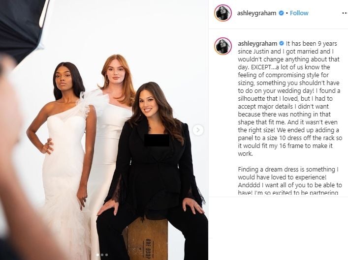 Ashley Graham bikin koleksi gaun pengantin. (Instagram/@ashleygraham)