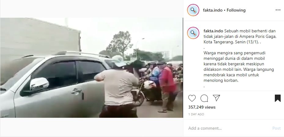 Viral jendela mobil dipecah warga. (Instagram)