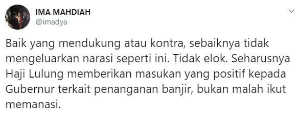 Ima sindir Haji Lulung soal demo Anies (Twitter/imadya)