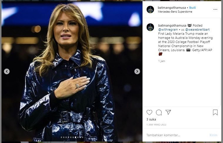 Melania Trump. (Instagram/@batmangothamusa)