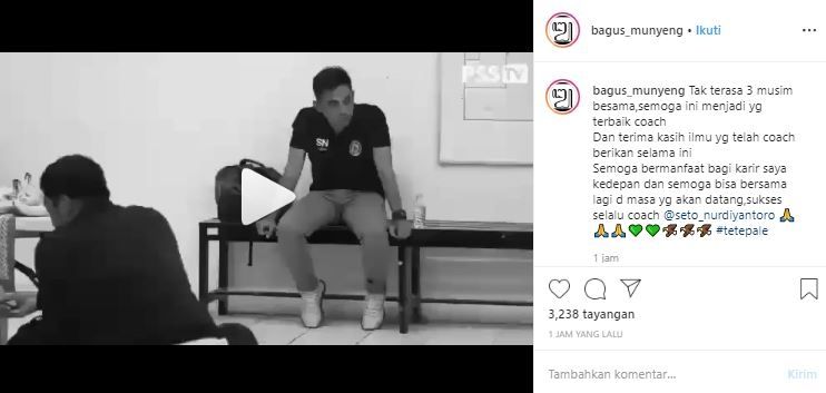 Bagus Nirwantoro curhat di media sosial usai Seto Nurdiantoro tak lagi jadi pelatih tim. (Instagram/@bagus_munyeng).