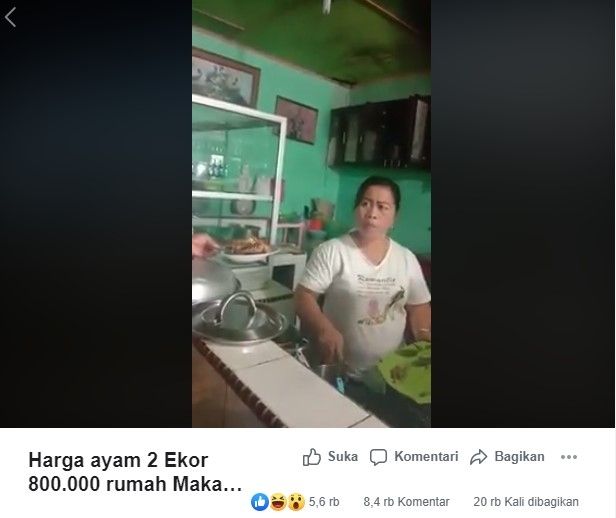 Viral makan 2 ekor ayam harus bayar Rp 800 ribu (Facebook/Orang Kita Batak)