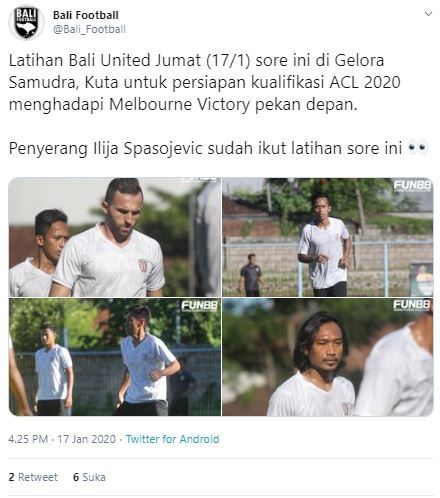 Ilija Spasojevic kembali berlatih bersama Bali United. (Twitter/@bali_football).
