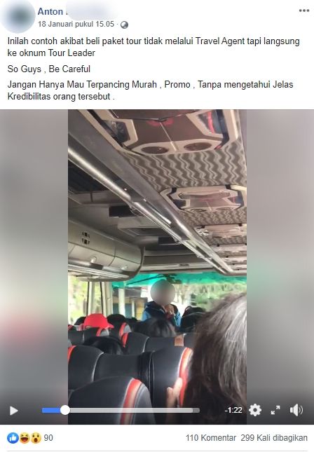 Viral tour leader yang ribut dengan penumpang bus. (Facebook)