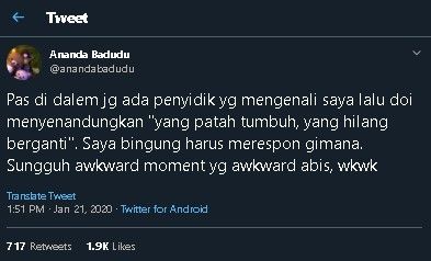 Pengakuan Ananda Badudu saat diperiksa di Polda Metro Jaya. (Twitter/@anandabadudu)