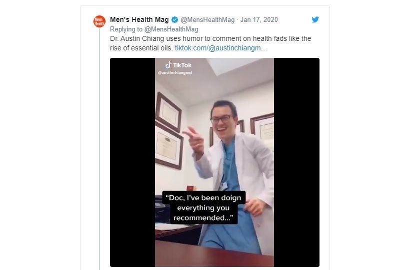 Para dokter memanfaatkan TikTok untuk menyebarkan informasi kesehatan (Twitter/ @MensHealthMag)