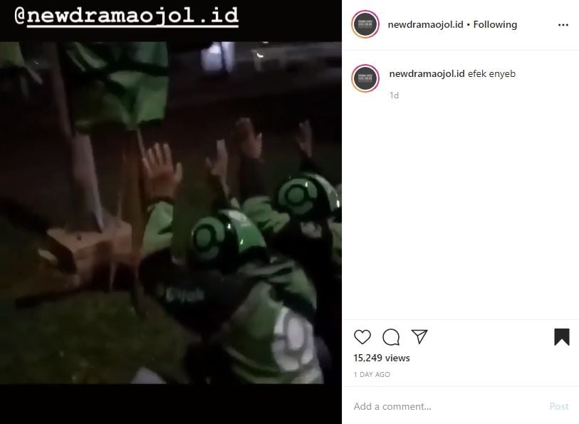 Viral ritual ojol yang kocak. (Instagram/@newdramaojol.id)