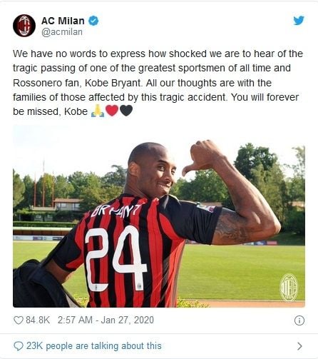 Tangkapan gambar Twitter AC Milan @acmilan