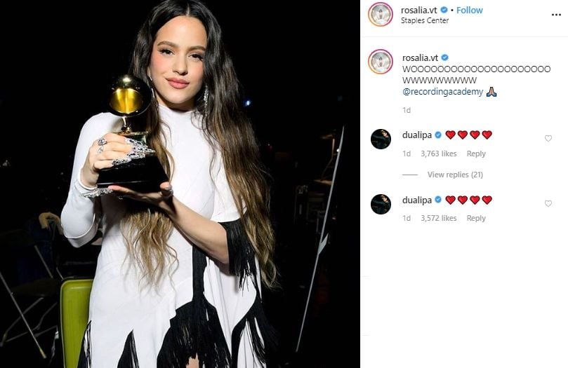 Rosalia di Grammy Awards 2020. (Instagram/@rosalia.vt)