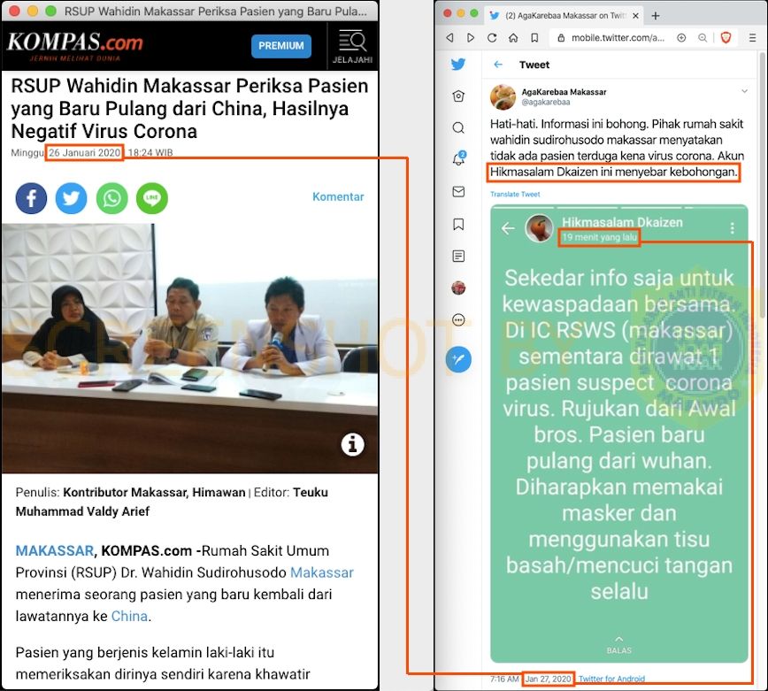 CEK FAKTA: Satu Pasien Suspect Virus Corona Dirawat di Makassar? (turnbackhoax.id)