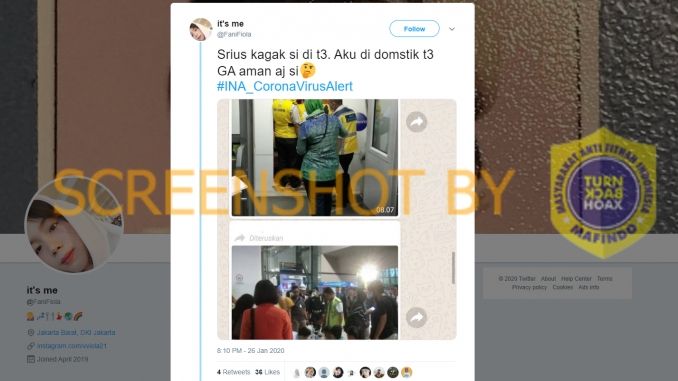 CEK FAKTA: Virus corona sudah sampai di Terminal 3 Bandara Soetta? (Turnbackhoax.id)