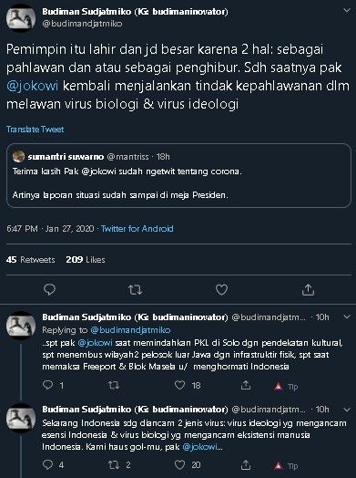 Budiman Sudjatmiko sebuh sudah saatnya Jokowi jadi pahlawan. (Twitter/@budimandjatmiko)