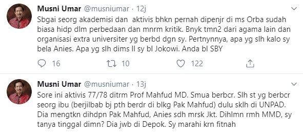 Rektor UIC Musni Umar geram ada aktivis yang sebut Anies merusak Jakarta (Twitter/musniumar)