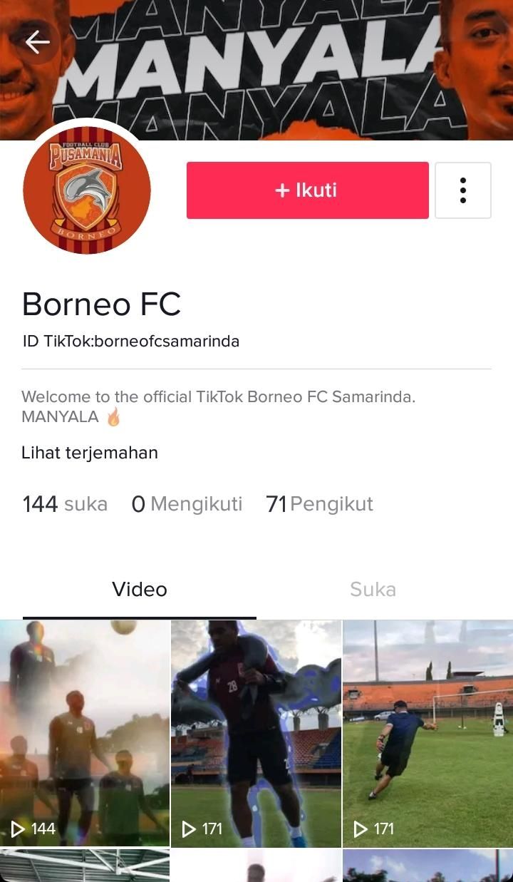 Akun TikTok Borneo FC. 