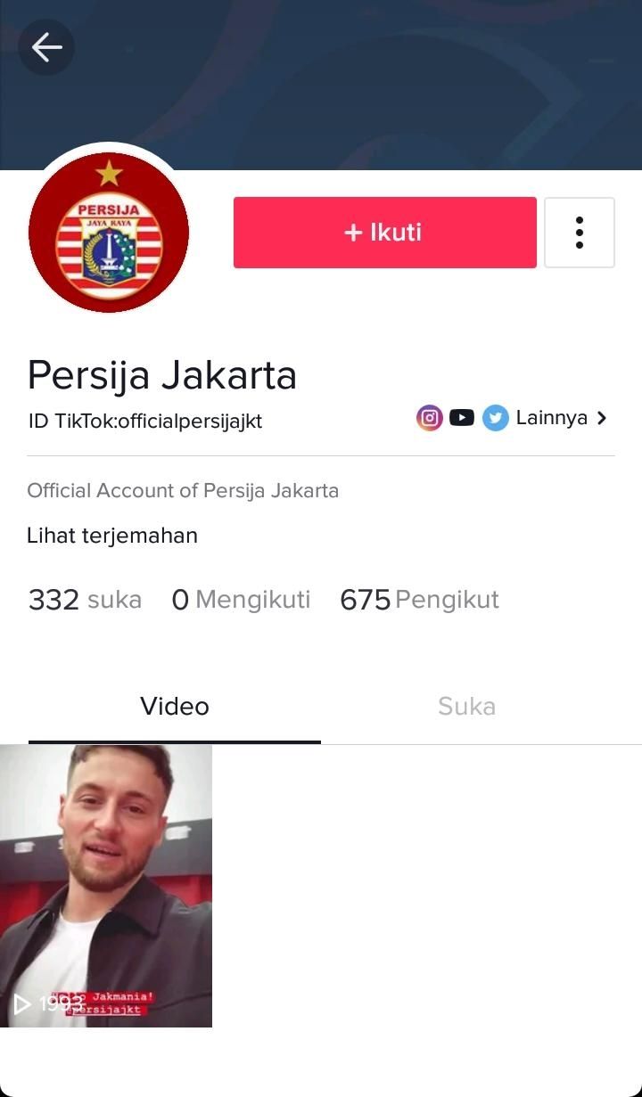 Akun TikTok Persija Jakarta.