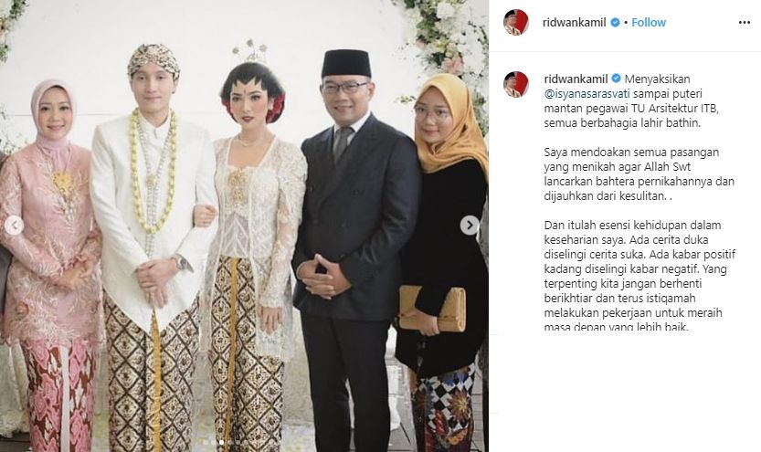 Ridwan Kamil jadi saksi di akad nikah Isyana Sarasvati. (Instagram/@ridwankamil)