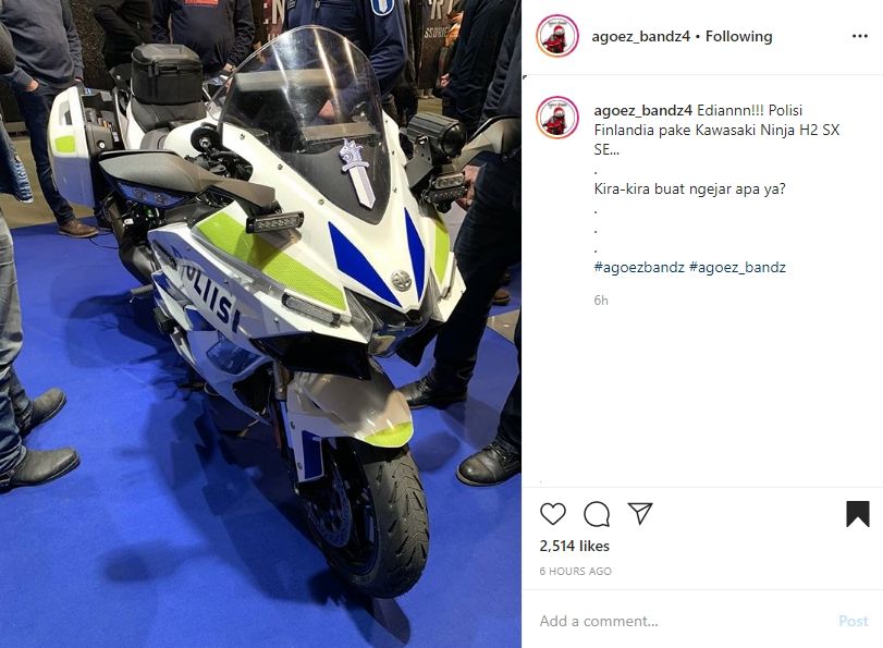 Motor Kawasaki Ninja H2 SX yang jadi motor dinas Polisi Finlandia. (Instagram)